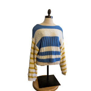 Urban outfitters striped sweater blue and yellow oversized‎ size S cotton blend